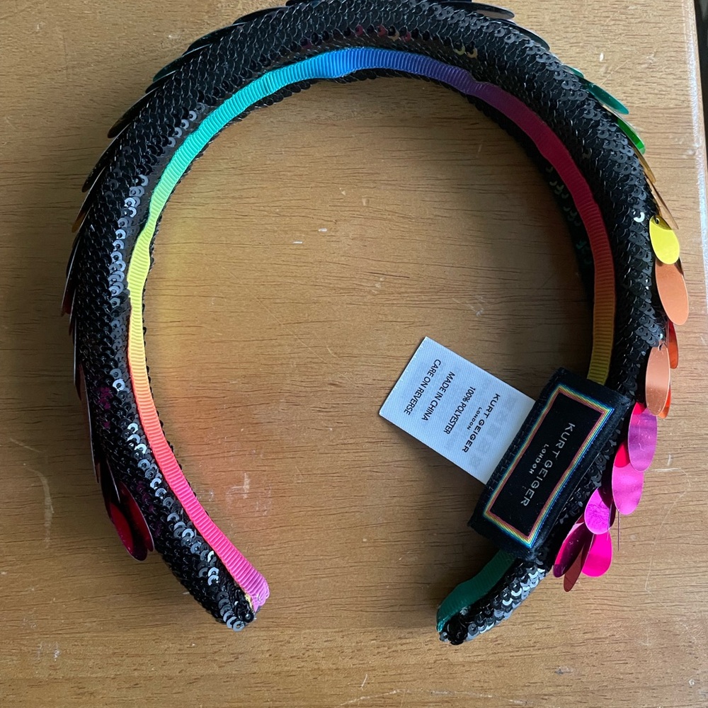 Kurt Geiger London Rainbow Metallic Sequin Paillette Headband